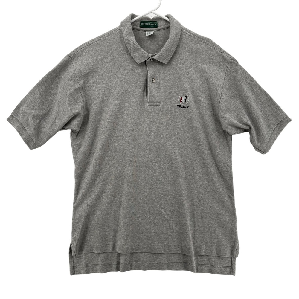 Buick Polo Shirt Mens Large Gray Buick Embroidered Logo Auto Car USA Outer Banks